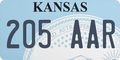 KS license plate 205AAR