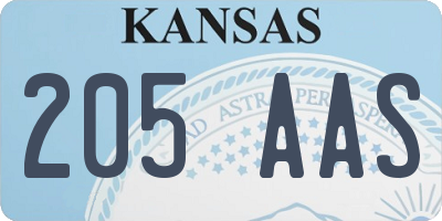 KS license plate 205AAS