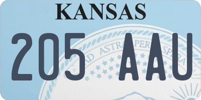 KS license plate 205AAU