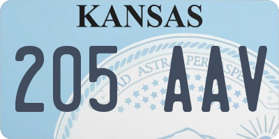 KS license plate 205AAV