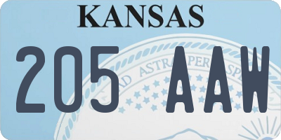 KS license plate 205AAW