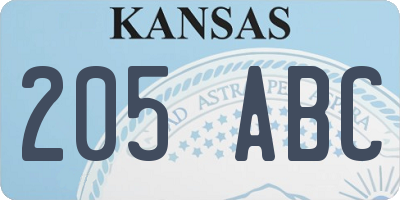 KS license plate 205ABC