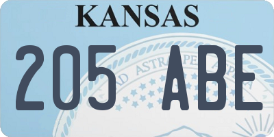 KS license plate 205ABE