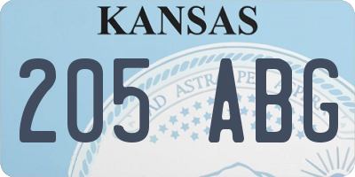 KS license plate 205ABG