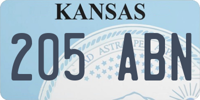 KS license plate 205ABN