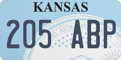 KS license plate 205ABP