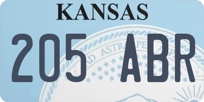 KS license plate 205ABR