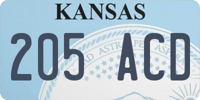 KS license plate 205ACD