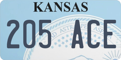 KS license plate 205ACE