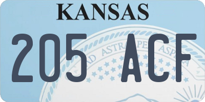 KS license plate 205ACF