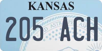KS license plate 205ACH