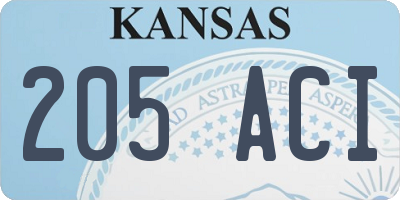 KS license plate 205ACI