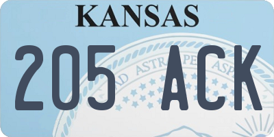 KS license plate 205ACK