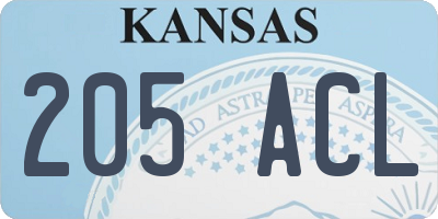 KS license plate 205ACL