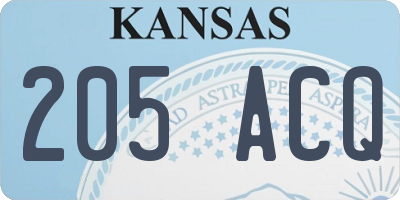 KS license plate 205ACQ