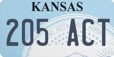 KS license plate 205ACT