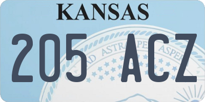 KS license plate 205ACZ