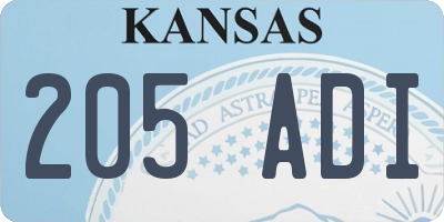 KS license plate 205ADI