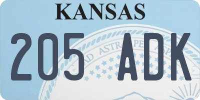 KS license plate 205ADK