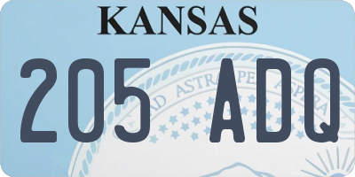 KS license plate 205ADQ