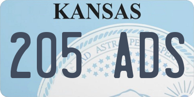 KS license plate 205ADS
