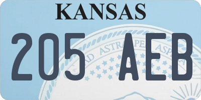 KS license plate 205AEB