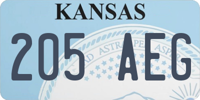 KS license plate 205AEG