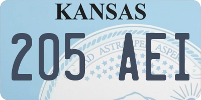 KS license plate 205AEI