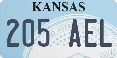 KS license plate 205AEL