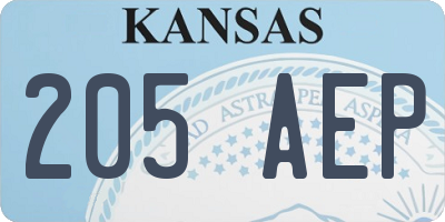 KS license plate 205AEP