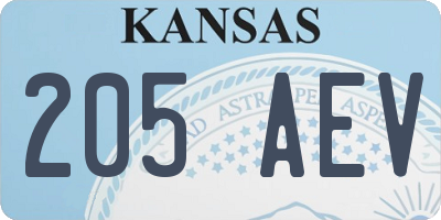 KS license plate 205AEV