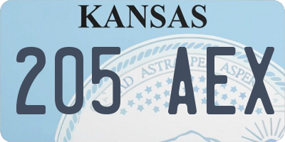 KS license plate 205AEX