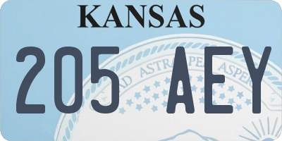 KS license plate 205AEY