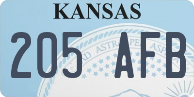 KS license plate 205AFB