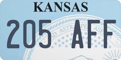 KS license plate 205AFF