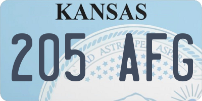 KS license plate 205AFG