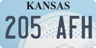 KS license plate 205AFH