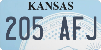 KS license plate 205AFJ