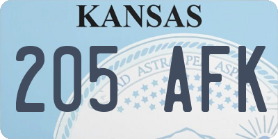 KS license plate 205AFK