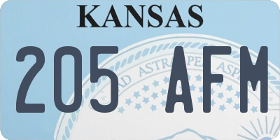 KS license plate 205AFM