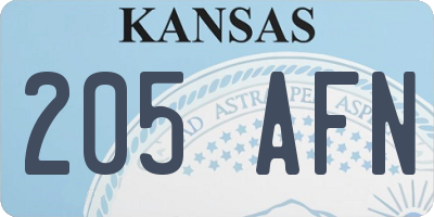 KS license plate 205AFN