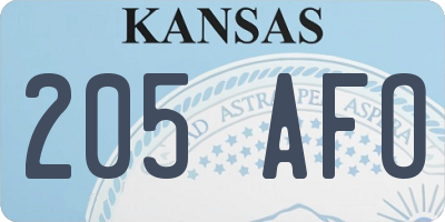 KS license plate 205AFO