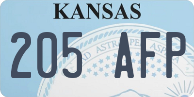 KS license plate 205AFP