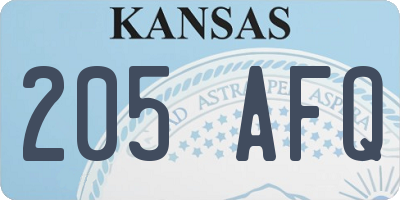 KS license plate 205AFQ
