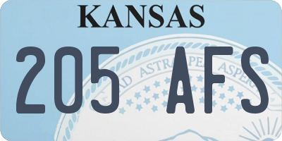 KS license plate 205AFS