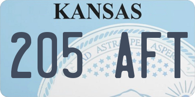KS license plate 205AFT