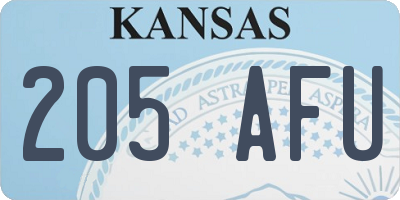 KS license plate 205AFU