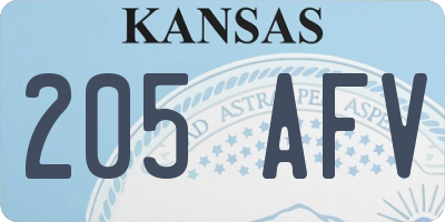 KS license plate 205AFV