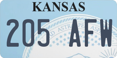 KS license plate 205AFW