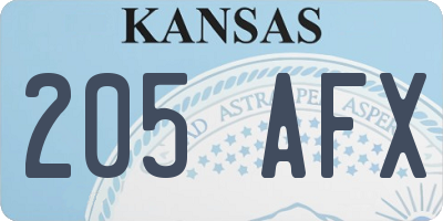KS license plate 205AFX